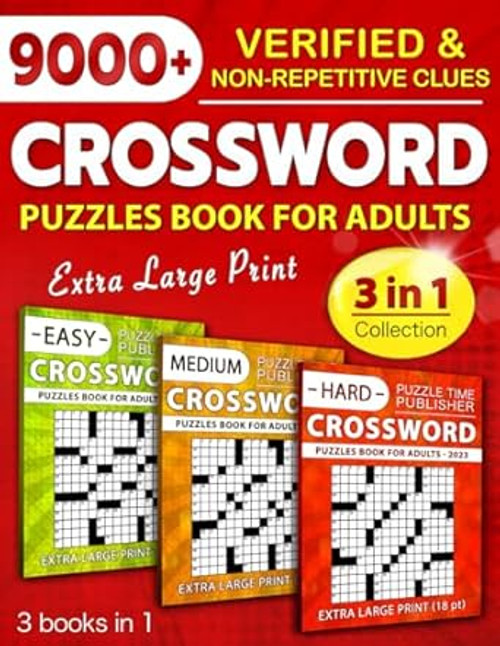3 in 1 Collection Crossword Puzzles Book For Adults