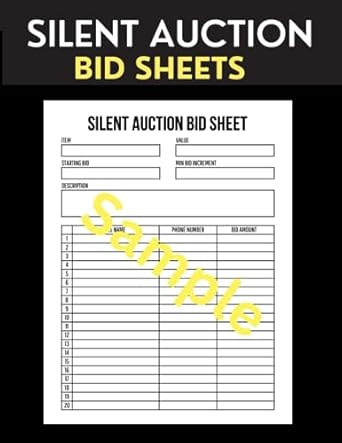 Silent Auction Bid Sheets