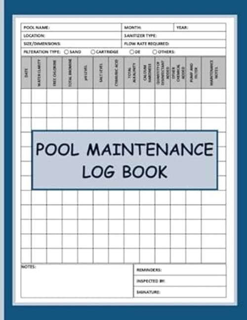 Pool Maintenance Log Book