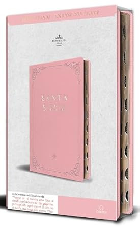 Biblia RVR 1960 letra grande tamano manual Piel rosada con