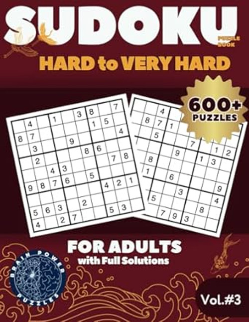 Sudoku Puzzle Book for Adults  Hard to Very Hard Level with