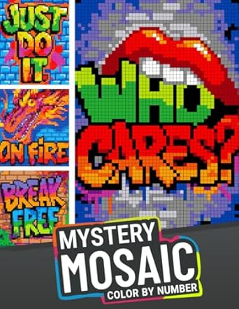 Mystery Mosaic Color by Number for Adults Graffiti
