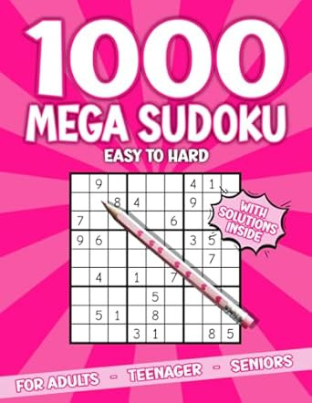 1000 Mega Sudoku from easy to hard for adults teenagers and