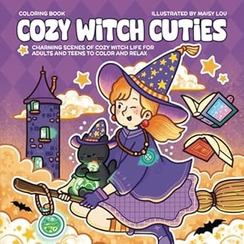 Cozy Witch Cuties: A Cute Coloring Book of Charming Scenes