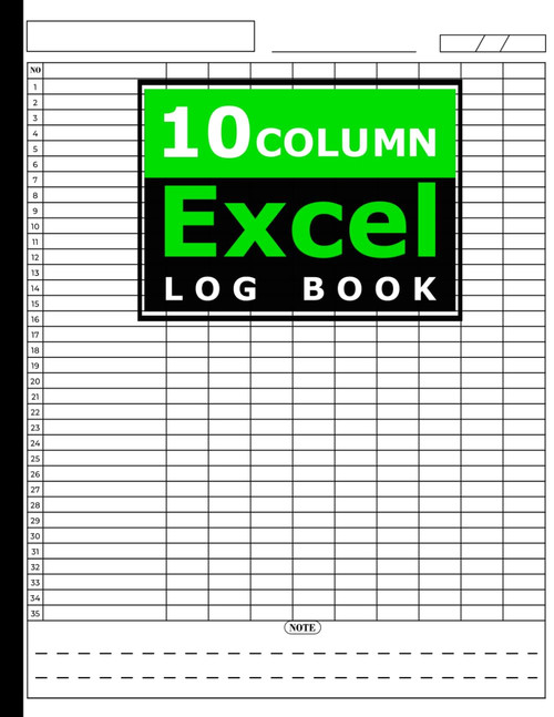 10 Column Excel Log Book; 10 Column Excel Notebook