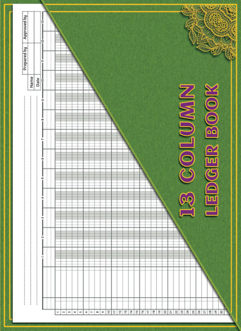 13 Column Ledger Book: Thirteen Column Accounting Ledger Book for