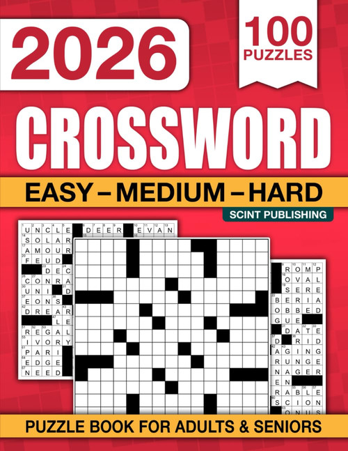 3 IN 1 Crossword Puzzle Book For Adults and Seniors with 100 Puzzles