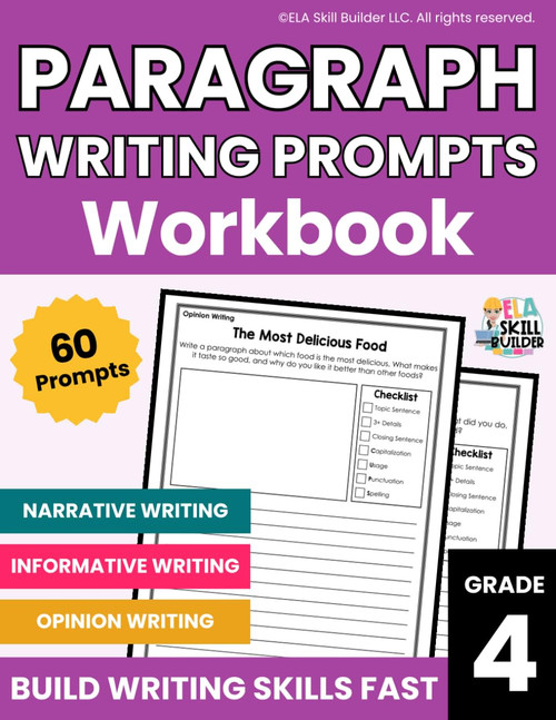 4th Grade Paragraph Writing Prompts Workbook