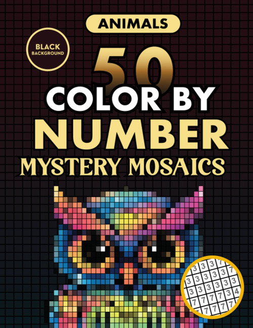 50 Animals Color by Number Mystery Mosaics