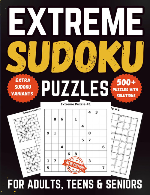500+ Extreme Sudoku Puzzles for Adults, Teens & Seniors