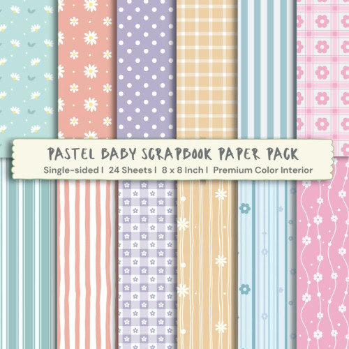 8 x 8" Pastel Baby Scrapbook Paper Pack