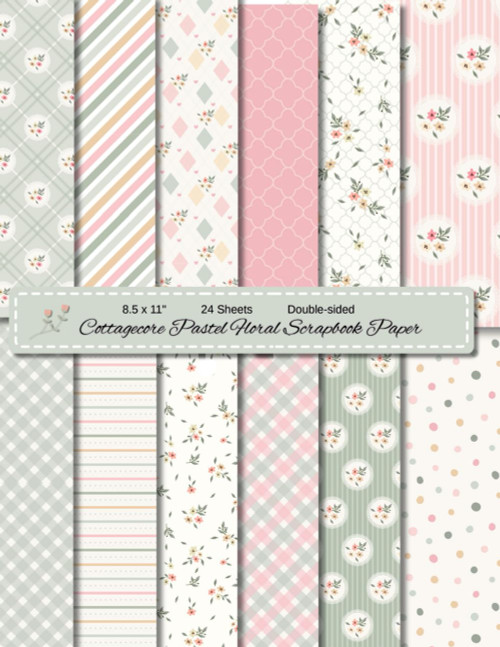 8.5 x 11" Cottagecore Pastel Floral Scrapbook Paper