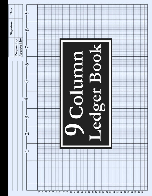 9 Column Ledger Book: Large Print Horizontal Accounting Notebook for