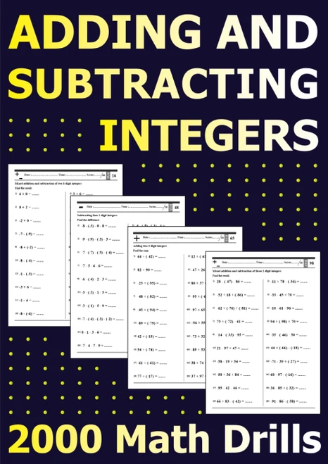 Adding and Subtracting Integers: 100 Days of Timed Tests: 2000 Math