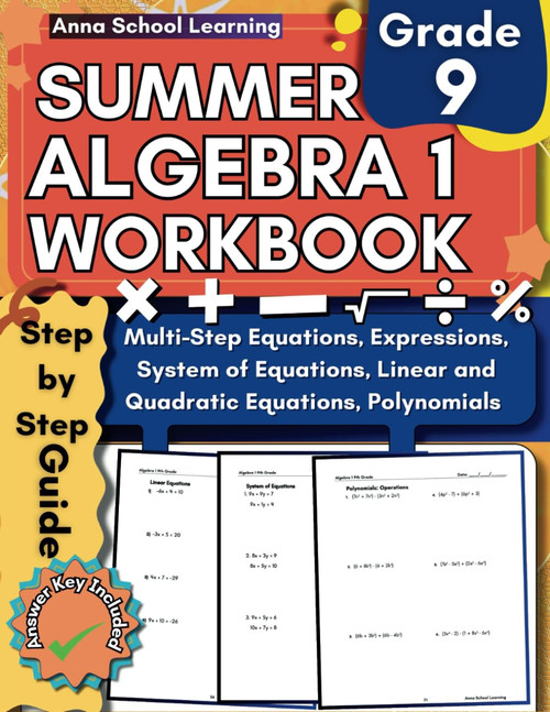 Algebra 1 Summer Workbook 9th Grade: with Verbal Algebra