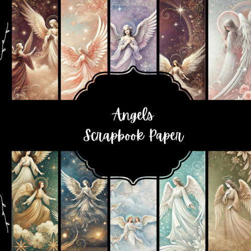 Angels Scrapbook Paper, Faith Junk Journal Paper, Religious Decorative