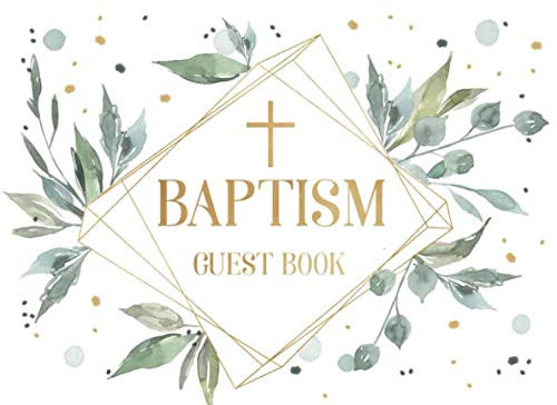 Baptism Guest Book: Decorated with beautiful watercolor leaves