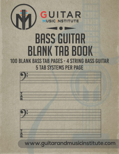 Bass Guitar Blank TAB Book: 100 Blank Bass TAB Pages - 4 string bass
