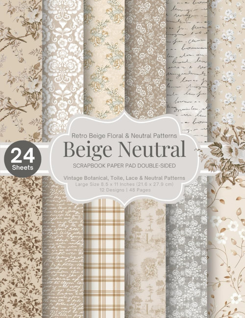 Beige Floral Scrapbook Paper Pad: Vintage Botanical