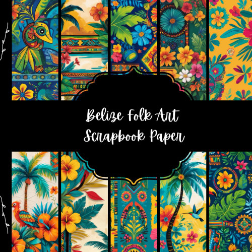 Belize Folk Art Scrapbook Paper, North America Junk Journal Paper, Travel