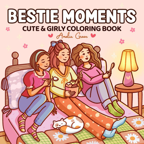 Bestie Moments: Coloring Book for Adults and Teens Featuring Cute & Girly