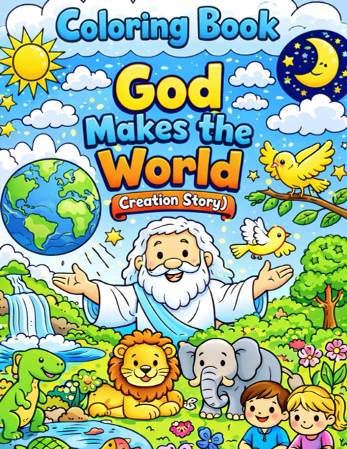 bible story coloring book: God Creates the World – A Bible Story Coloring Book for Kids