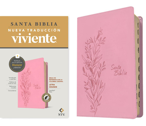 Biblia de referencia en la columna central NTV, letra grande con Filament