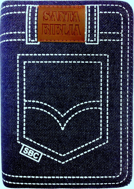 Biblia Letra Grande Tamaño Manual Tela Jean Azul con Cierre e Index RVR1960