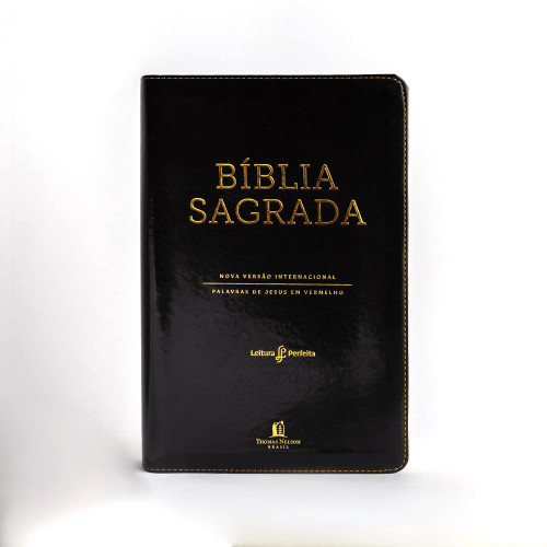 Biblia NVI Couro Soft Pret Letras Vermelhas Indice de Dedo Leitura