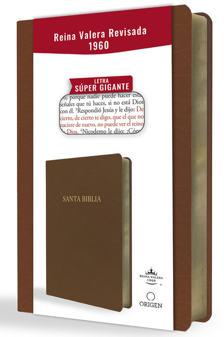 Biblia Reina Valera Revisada 1960 letra súper gigante, símil piel marrón