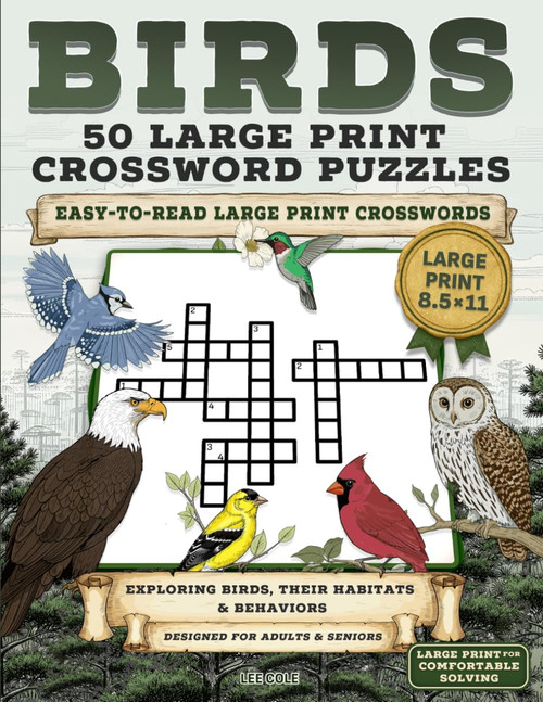 Bird Crossword Puzzle Book – Large Print Edition