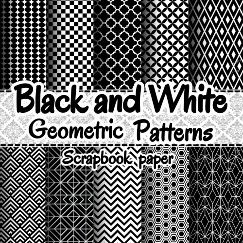 BLACK AND WHITE GEOMETRIC PATTERNS SCRAPBOOK PAPER