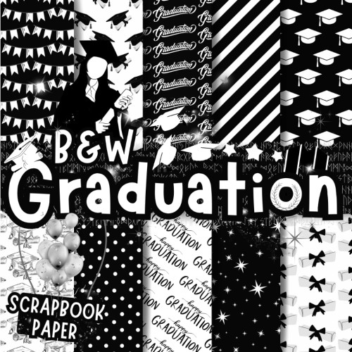 Black and White Graduation scrapbook paper