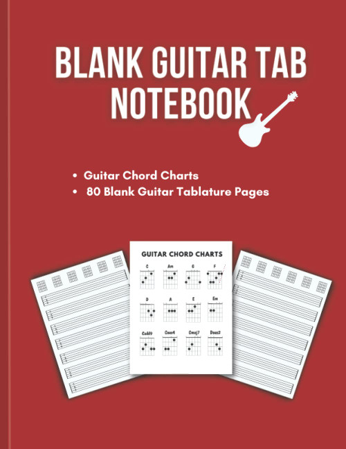 Blank Guitar Tab Notebook: Music Paper Sheet for Guitar with Blank Chord