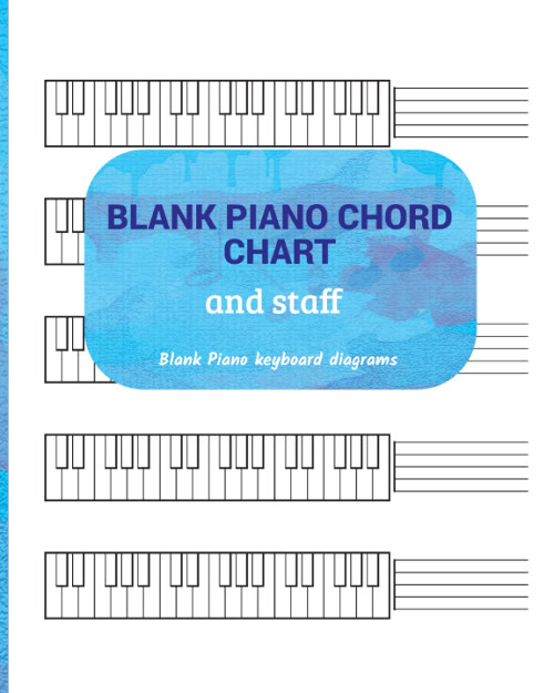 blank piano chord chart and staff: blank piano keyboard diagrams