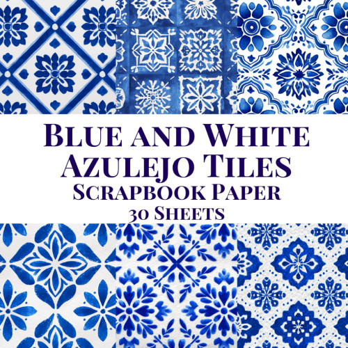 Blue and White Azulejo Tiles Scrapbook Paper Pad