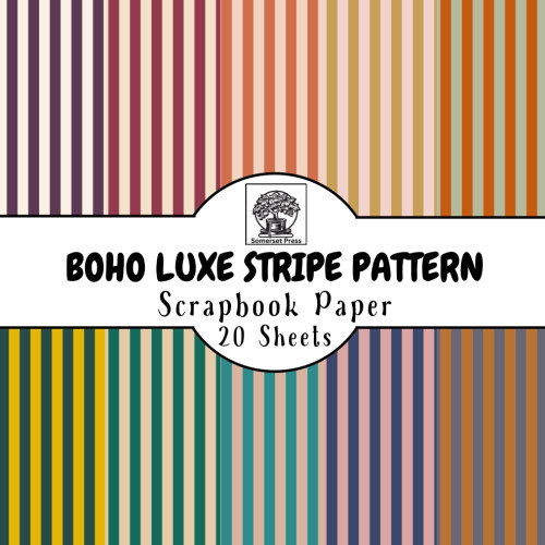Boho Luxe Stripe Pattern Scrapbook Paper