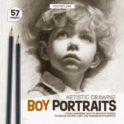 Boy Portraits – Artistic Drawing: Studio Workbook with 57 Realistic Models to Master Volume