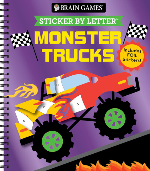 Brain Games - Sticker by Letter: Monster Trucks: Includes 1 Foil Sticker