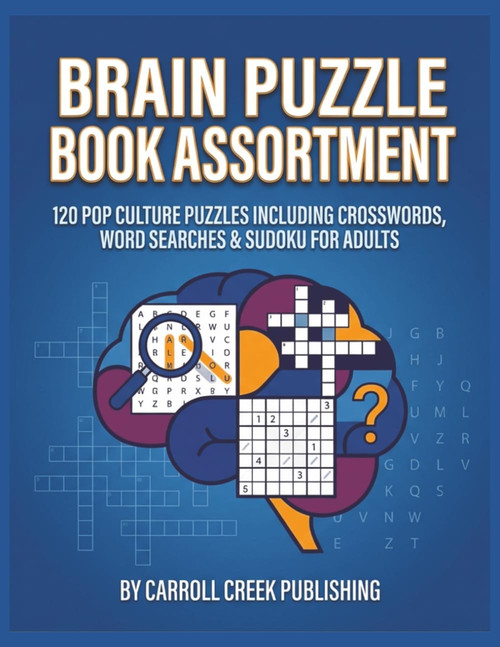 Brain Puzzle Book Assortment: 120 Pop Culture Puzzles Including Crosswords