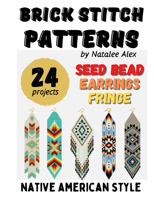 Brick stitch pattern Native American style Seed bead earrings Fringe