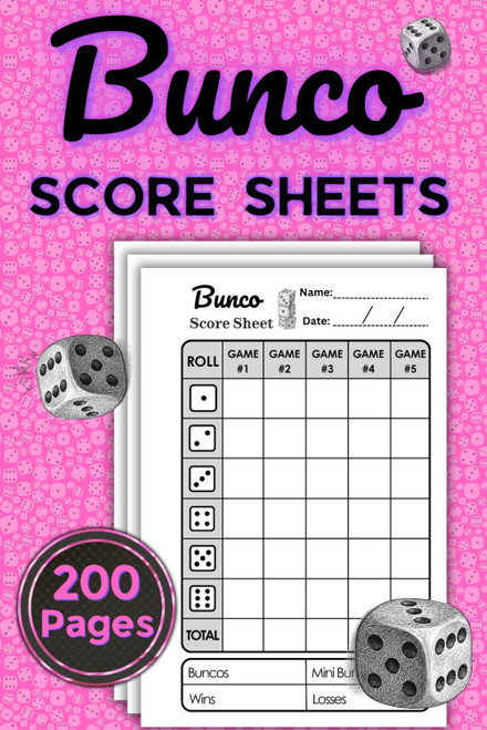 Bunco Score Sheets: 200 Pages | 6x9 Inches Score Pads | Bunco Scorebook