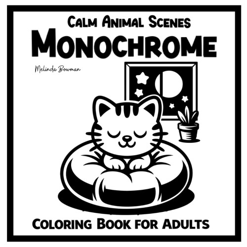 Calm Animal Scenes Monochrome Coloring Book for Adults