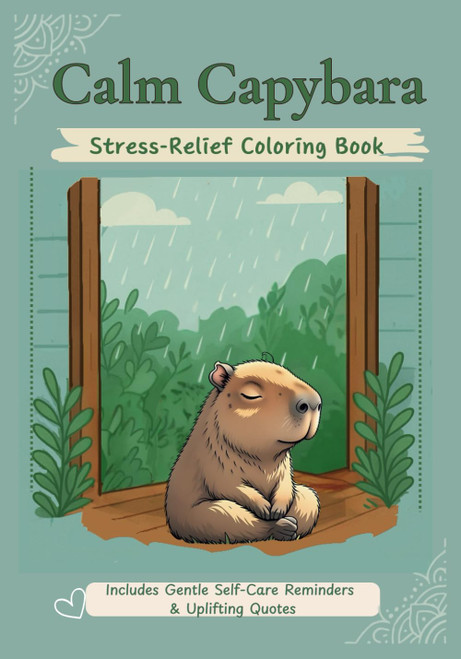 Calm Capybara: Stress Relief Coloring Book: featuring wholesome Capybara