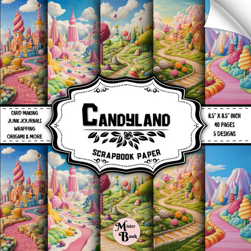 Candyland Scrapbook Paper: Double Sided Sheets for Mixed Media Art