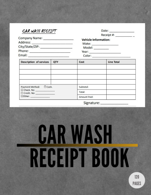 Car Wash Receipt Book: Car Wash Invoice