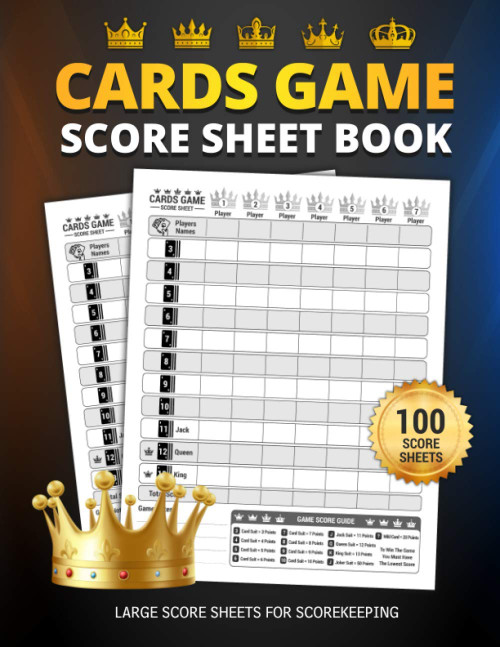 Cards Game Score Sheet Book: 100 Large Score Sheet Pages For Scorekeeping