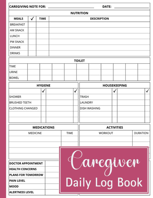 Caregiver Daily Log Book: Large-Print Patient Progress Record Tracker
