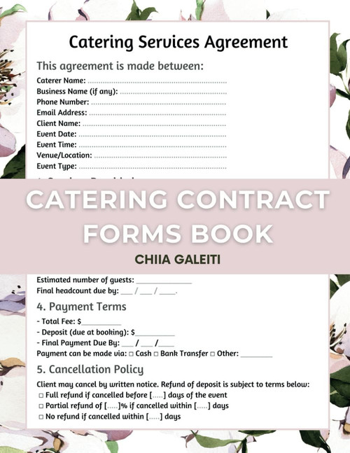 Catering Contract Forms Book: Agreement Templates