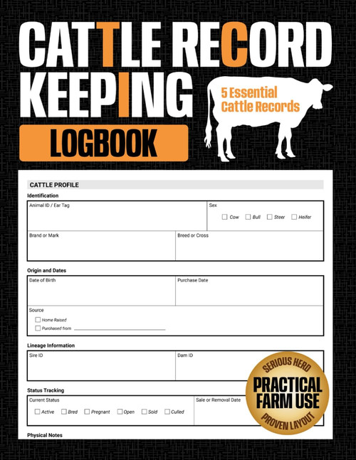 Cattle Record Keeping Log Book: Track Breeding